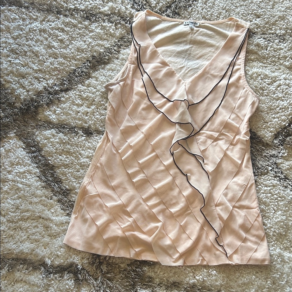Express Peach Ruffle V-Neck Blouse